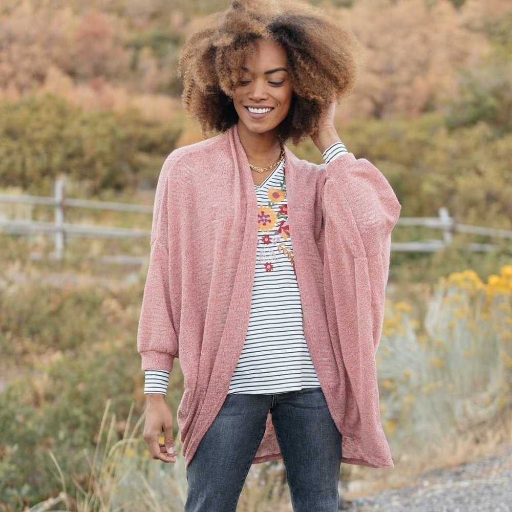Andree by Unit Dusty Pink Slouchy Vibe Cardigan